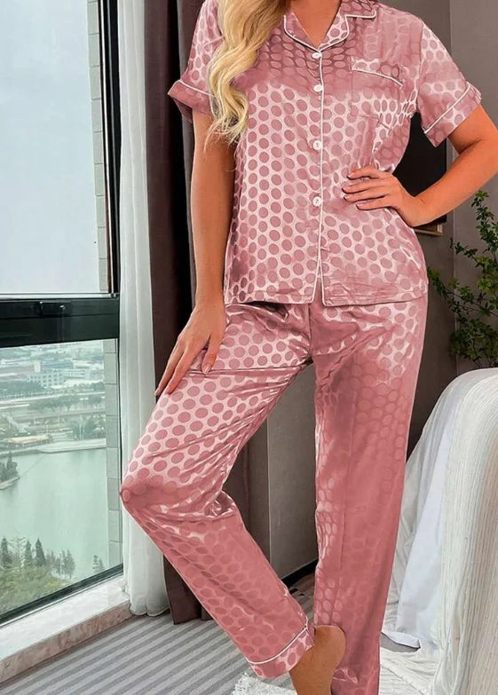 Printed Silk Satin Pajamas