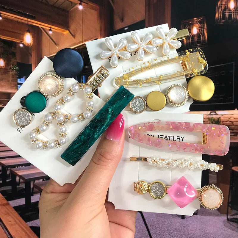 Pearl Crystal  Hair Clips