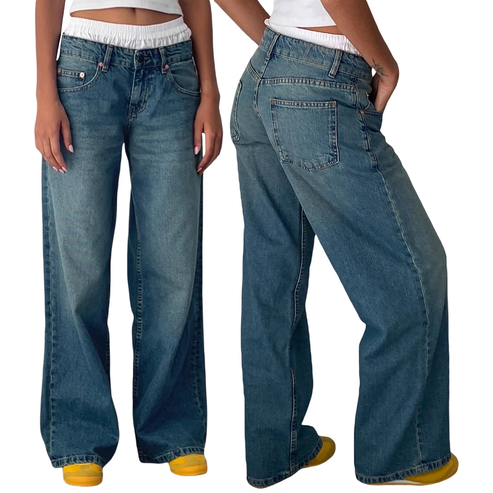 Button Low Waist Jeans